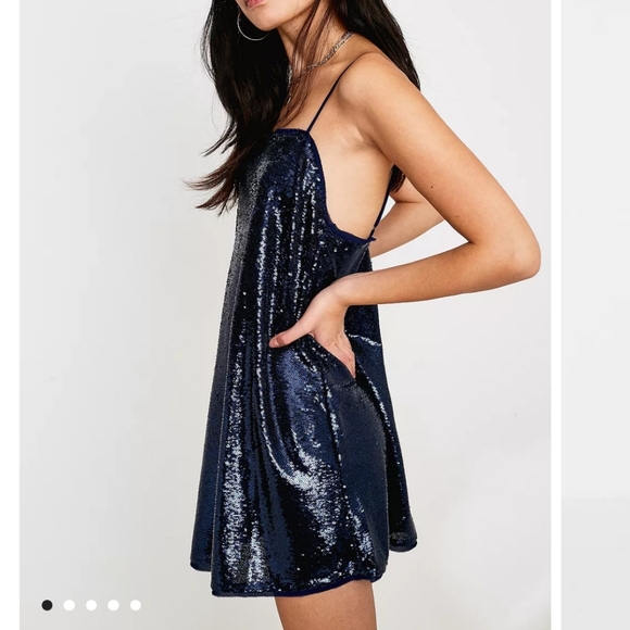 Free People Time To Shine Navy Slip Dress Size XS - Picture 1 of 8